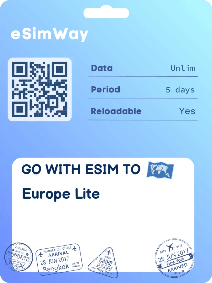 Buy eSIM Unlimited Plus 5 Days Europe Lite